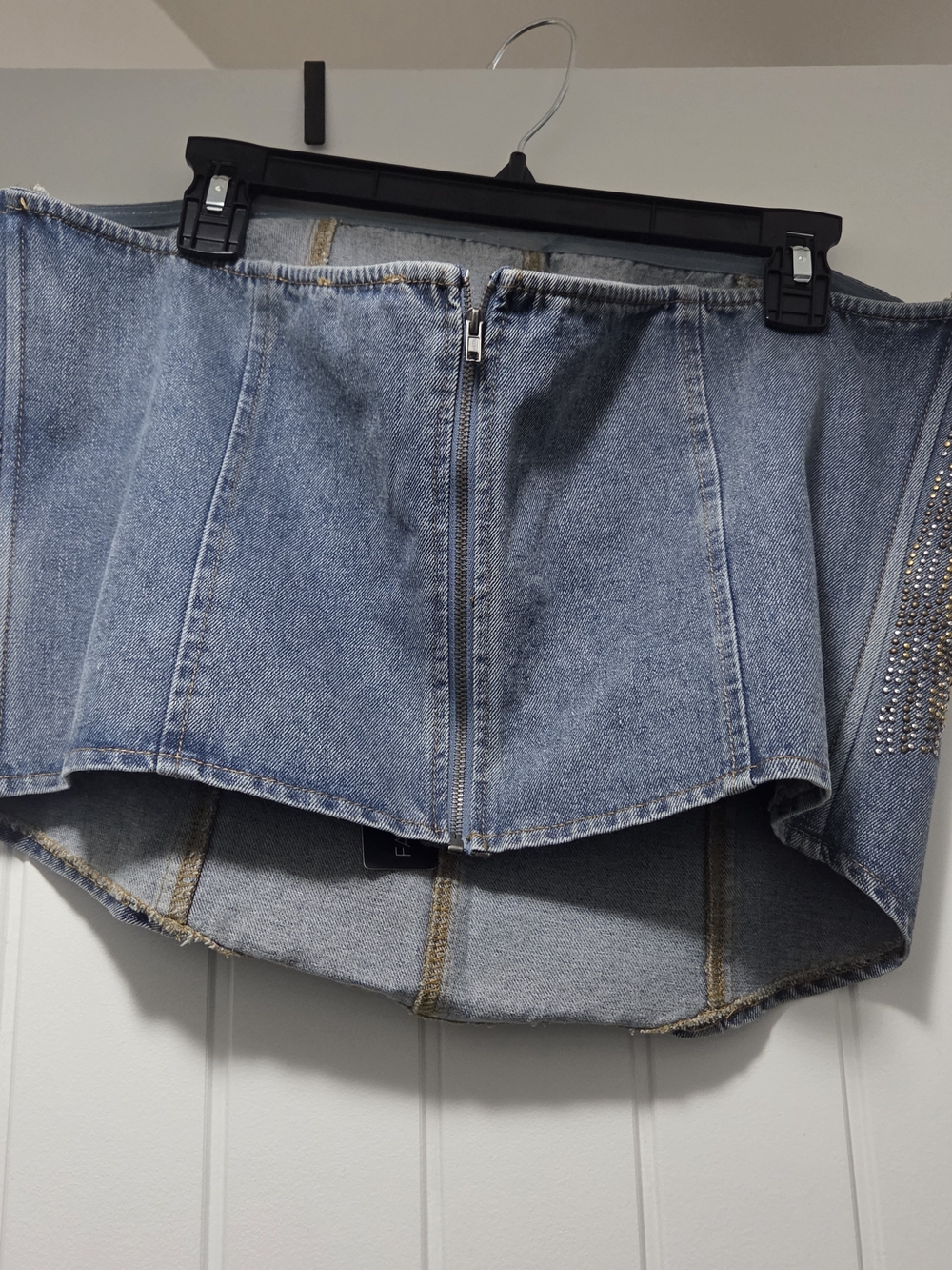 Fashion Nova Blue Denim Strapless Corset Top - Picture 4 of 5